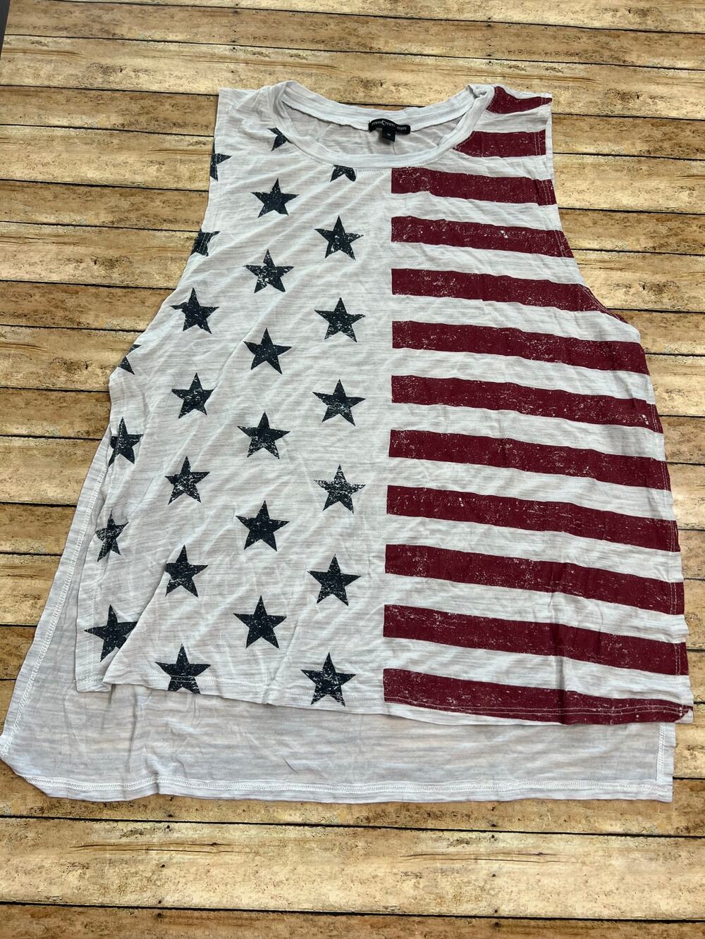 Dillard's mm mm mm American Flag Open Sided Tank Top Cover Up Medium